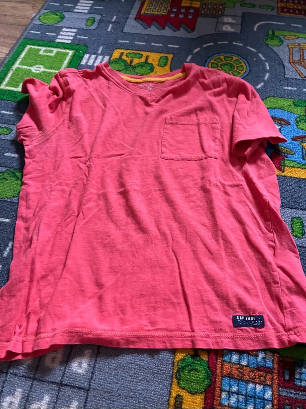 GAP Coral V-Neck Pocket Tee - Pinkish Coral - Picture 2 of 2